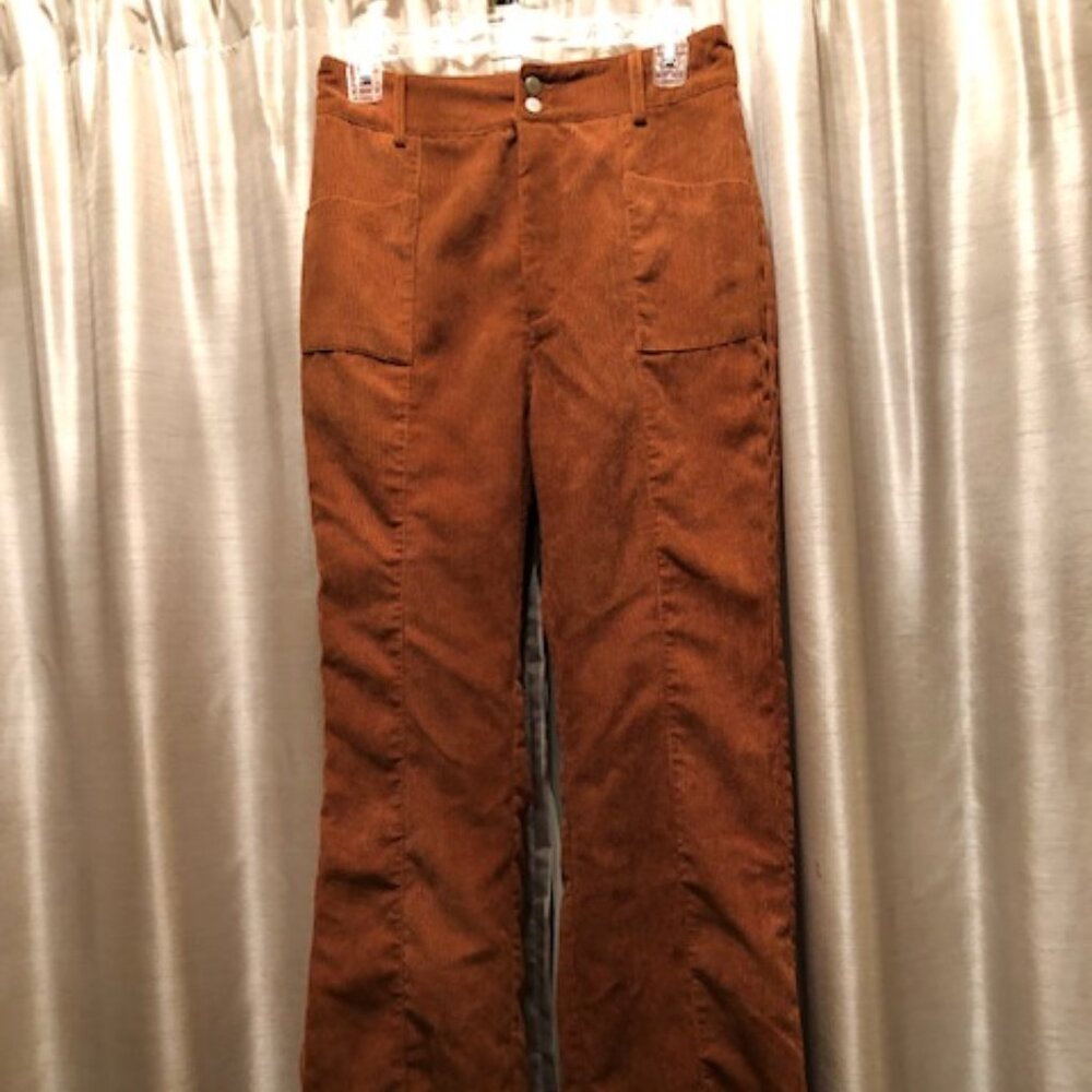 Women's Size Medium Caramel Color Shein Flare Corduroy pants